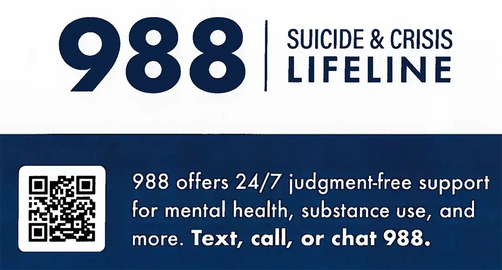 Scan to connect with the 988 Suicide & Crisis Lifeline QR code